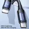 USAMS U71 USB-C - Lightning kábel 20W gyorstöltéssel 3m fekete thumbnail