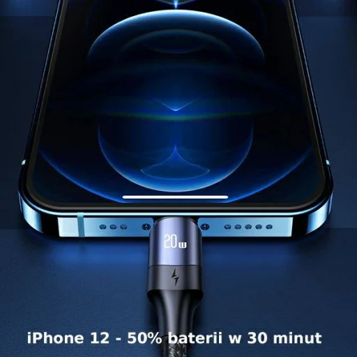 USAMS U71 USB-C - Lightning kábel 20W gyorstöltéssel 3m fekete - 4