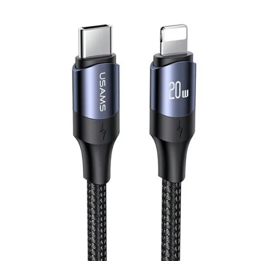 USAMS U71 USB-C - Lightning kábel 20W gyorstöltéssel 3m fekete - 1