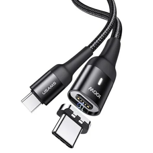 USAMS U58 mágneses USB-C - USB-C töltőkábel 100 W PD gyorstöltés 5A, 1,5 m fekete (US-SJ466) - 4