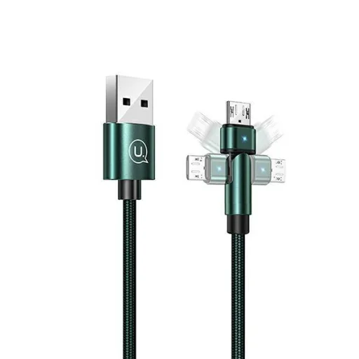 USAMS U60 microUSB töltőkábel forgatható fejjel 2A 1m zöld (US-SJ478) - 1