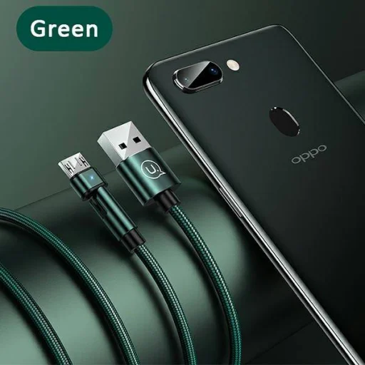 USAMS U60 microUSB töltőkábel forgatható fejjel 2A 1m zöld (US-SJ478) - 10