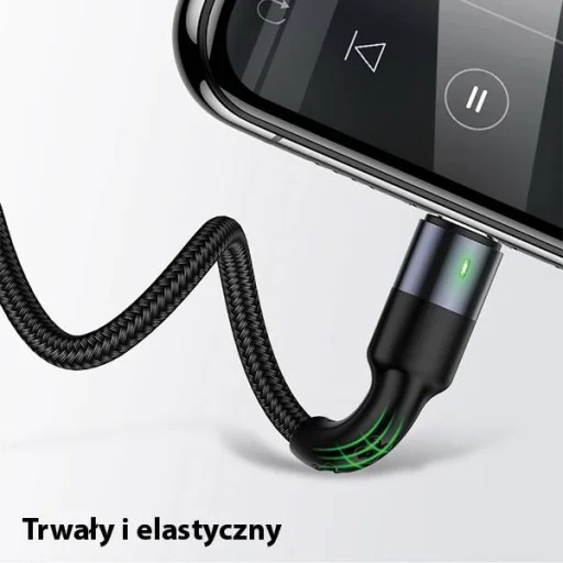 USAMS U26 3 az 1-ben 0.35m 2A gyorstöltésű fonott kábel,  lightning / microUSB / USB-C (US-SJ410) - 7