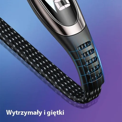 USAMS U36 fonott Lightning kábel 1,2 m 2A gyorstöltő LED kijelzővel fekete (US-SJ368) - 12