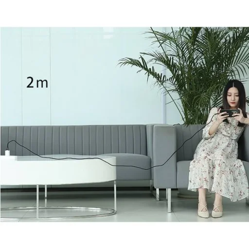 USAMS U36 fonott Lightning kábel 2 m 2A gyorstöltő LED kijelzővel fekete (US-SJ368) - 8