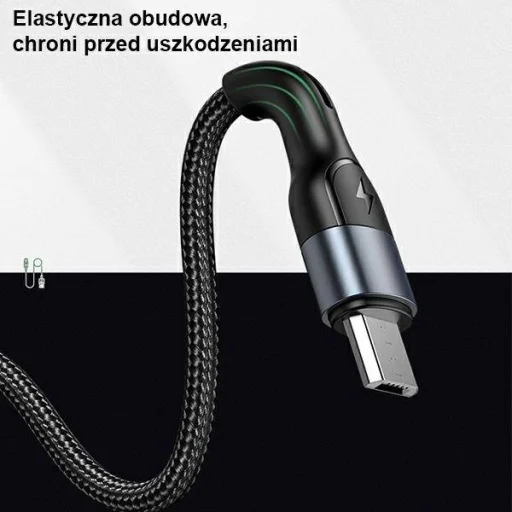 USAMS U55 mikro USB fonott kábel fekete 2A 1m (US-SJ450) - 2