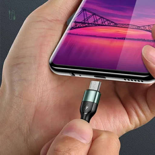 USAMS U55 mikro USB fonott kábel 2A 1m zöld (US-SJ450) - 4