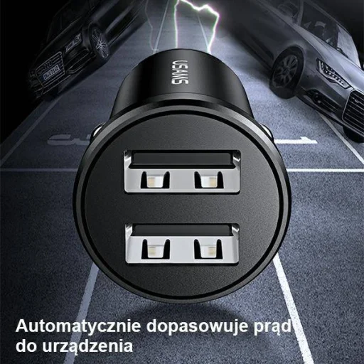 USAMS Mini autós töltő 2xUSB 2.4A fekete (US-CC114) - 3