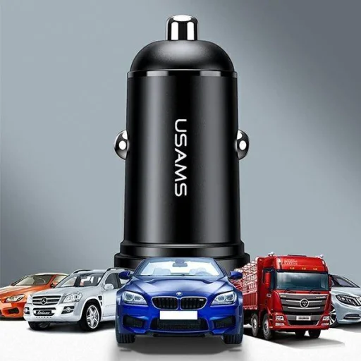 USAMS Mini autós töltő 2xUSB 2.4A fekete (US-CC114) - 7