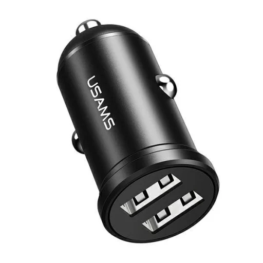 USAMS Mini autós töltő 2xUSB 2.4A fekete (US-CC114) - 1
