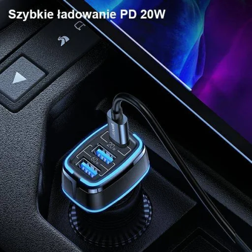 USAMS C24 autós töltő 2xUSB + 1xUSB-C 80W Gyorstöltéssel fehér (US-CC126) - 7