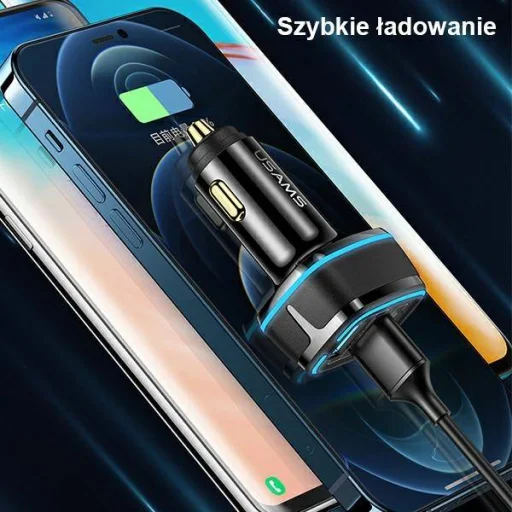 USAMS C24 autós töltő 2xUSB + 1xUSB-C 80W Gyorstöltéssel fehér (US-CC126) - 2