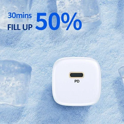 USAMS T36 mini töltő 1xUSB-C 20W + USB-C-Lightning kábel fekete PD 3.0 gyorstöltéssel (US-CC124 + US-SJ484) - 8