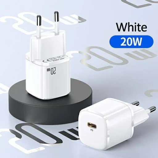 USAMS T36 mini töltő 1xUSB-C 20W + USB-C-Lightning kábel fehér PD 3.0 gyorstöltéssel (US-CC124 + US-SJ484) - 6