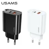 USAMS T35 hálózati töltő adapter 1xUSB-C + 1xUSB 20W PD3.0 + QC3.0 Gyorstöltés fekete (US-CC121) thumbnail