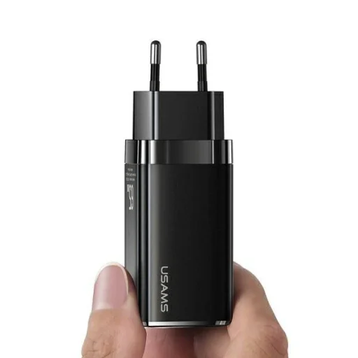 USAMS T33 hálózati töltő adapter MT 2xUSB-C + USB GaN 65W PD Gyorstöltéssel fekete (US-CC110) - 3