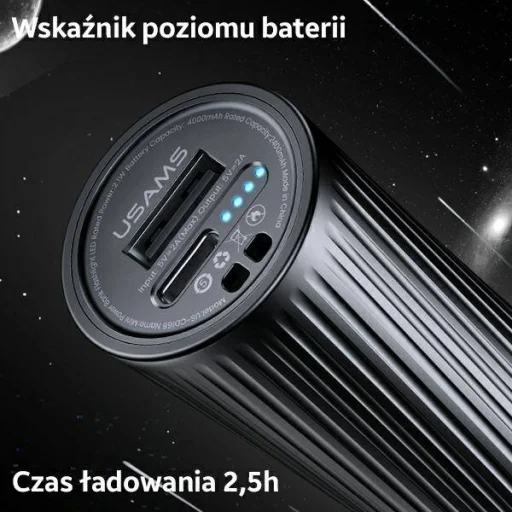 USAMS Powerbank + LED zseblámpa 4000mAh fekete (US-CD166) - 7