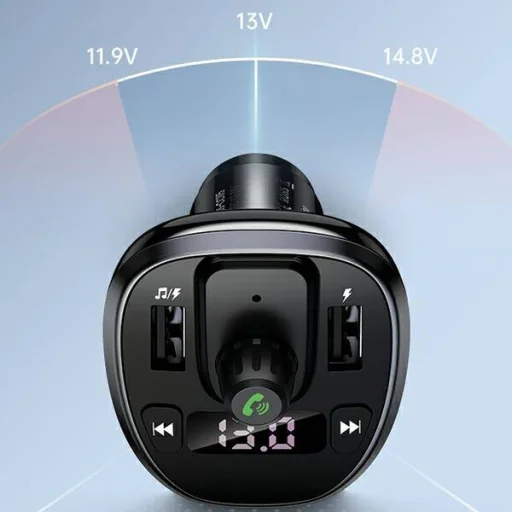 USAMS C21 kihangosító FM transmitter, Bluetooth 5.0, MP3, 2xUSB 3,4A fekete (US-CC115) - 2