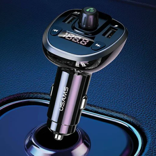 USAMS C21 kihangosító FM transmitter, Bluetooth 5.0, MP3, 2xUSB 3,4A fekete (US-CC115) - 12