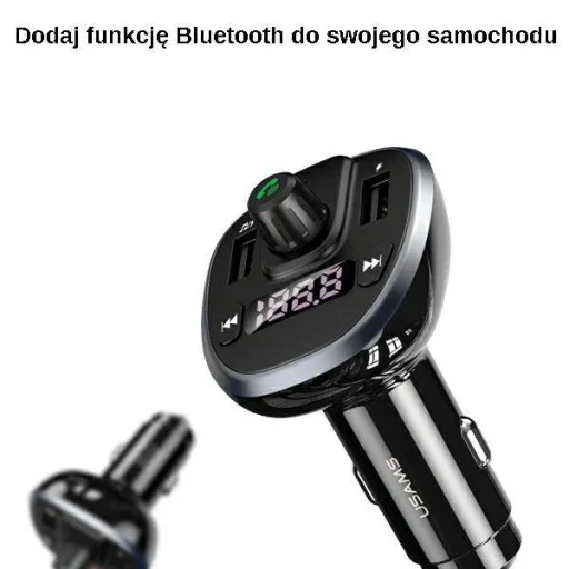 USAMS C21 kihangosító FM transmitter, Bluetooth 5.0, MP3, 2xUSB 3,4A fekete (US-CC115) - 1