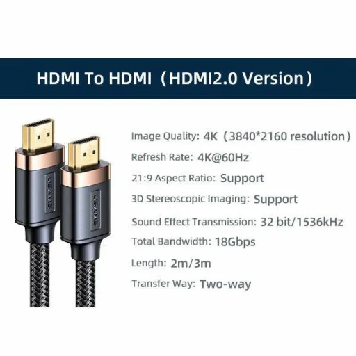 USAMS U74 HDMI - HDMI 2.0 kábel 2 ​​m fekete 4K HD (US-SJ528) - 2