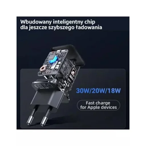 USAMS T45 mini hálózati töltő adapter  1xUSB-C 30 W PD3.0 Gyorstöltés fehér (US-CC148) - 4