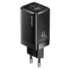 USAMS T41 hálózati töltő adapter USB-C + USB GaN 47W PD + QC Gyorstöltés fekete (US-CC137) thumbnail