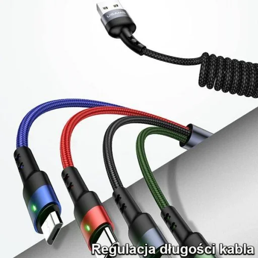 USAMS U26 fonott kábel 4 az 1-ben 1,5 m 2A gyorstöltő (2xlightning / microUSB / USB-C) (US-SJ349) - 3