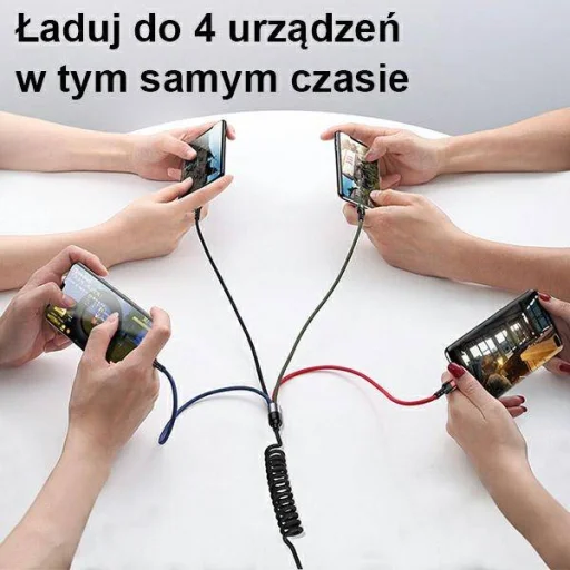 USAMS U26 fonott kábel 4 az 1-ben 1,5 m 2A gyorstöltő (2xlightning / microUSB / USB-C) (US-SJ349) - 4
