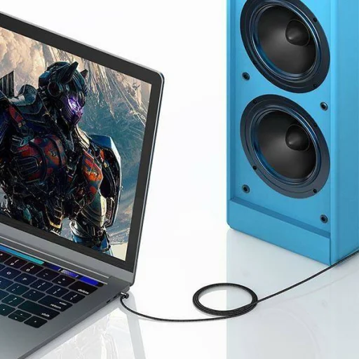 USAMS Audio kábel fonott 3.5mm jack - 3.5mm jack 1.2m fekete (US-SJ557) - 4