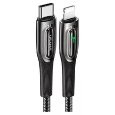 USAMS USB-C - Lightning kábel Smart Power-off 20 W PD 1,2 m fekete (US-SJ518)