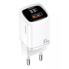 USAMS T46 hálózati töltő adapter 1xUSB-C + 1xUSB 33W PD3.0 + QC3.0 Gyorstöltés fehér (US-CC152)