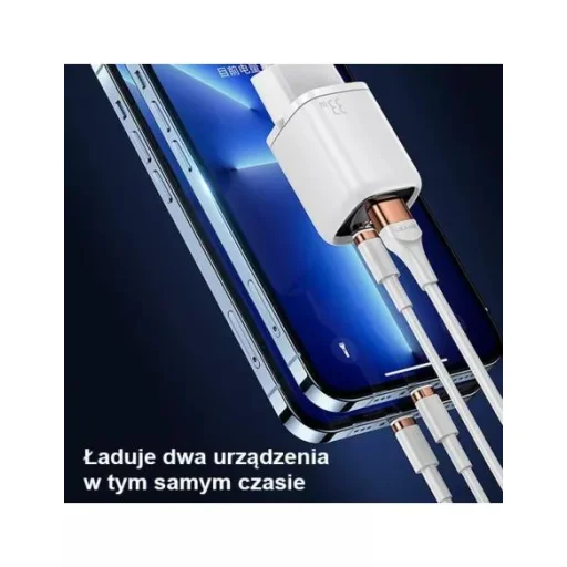 USAMS T46 hálózati töltő adapter 1xUSB-C + 1xUSB 33W PD3.0 + QC3.0 Gyorstöltés fehér (US-CC152) - 7