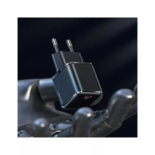 USAMS T45 hálózati töltő adapter USB-C 30W PD3.0 + QC3.0 gyorstöltés + kábel U63 USB-C / lightning fekete (USAMS-UX) - 2