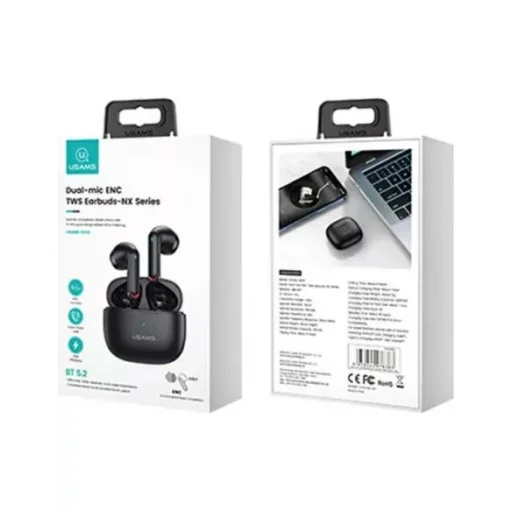 USAMS TWS NX10 Bluetooth 5.2 vezeték nélküli fejhallgató, mikrofon fekete (BHUNX01) - 3
