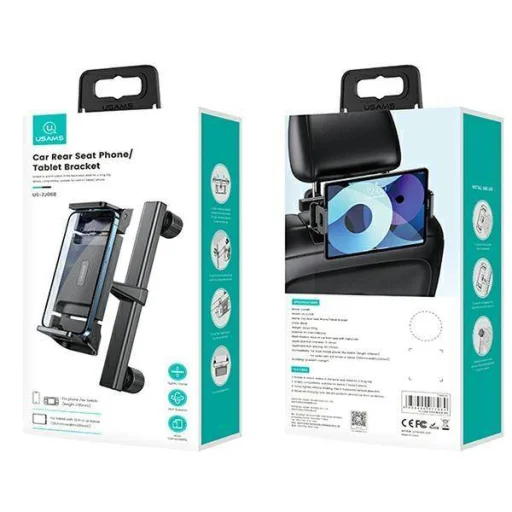 USAMS fejtámlára rögzíthető telefon és tablet tartó fekete (US-ZJ068) - 5