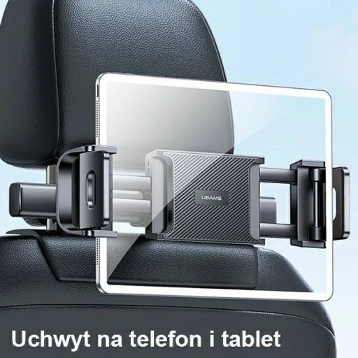 USAMS fejtámlára rögzíthető telefon és tablet tartó fekete (US-ZJ068) - 2