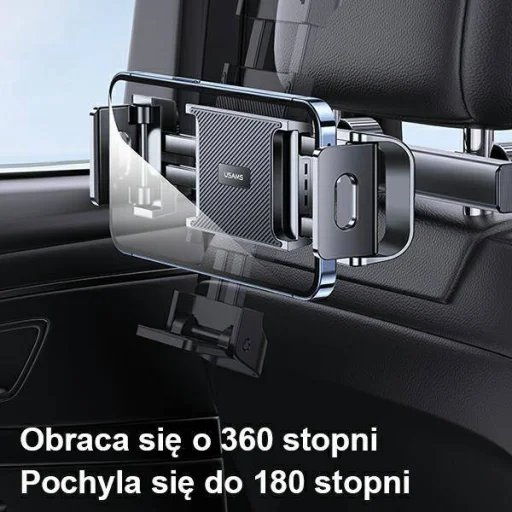 USAMS fejtámlára rögzíthető telefon és tablet tartó fekete (US-ZJ068) - 3