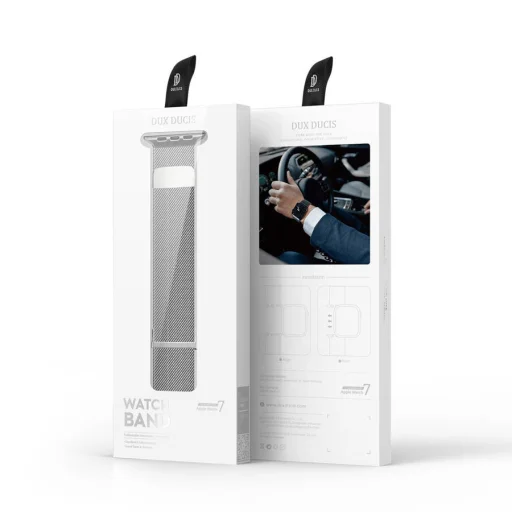 Apple Watch 7 Band 4/5/6/7/8/SE/Ultra (42/44/45/49mm) Dux Ducis Magnetic óraszíj ezüst - 3