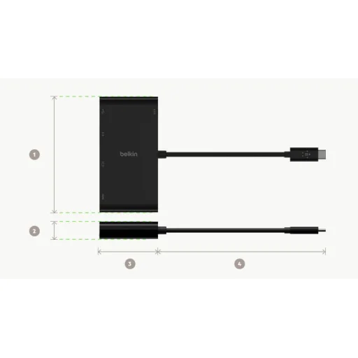 Belkin USB-C Multimédia adapter, HUB elosztó (ETHERNET - HDMI - VGA - USB-A) (AVC005BTBK) fekete - 2