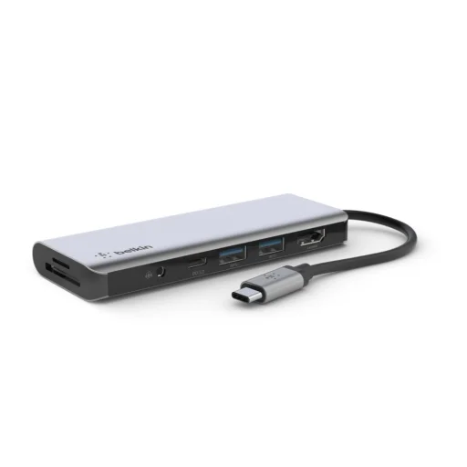 Belkin CONNECT USB-C 7 az 1-ben többportos adapter, HUB elosztó (AVC009btSGY) szürke - 5