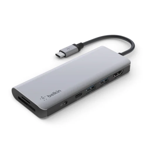 Belkin CONNECT USB-C 7 az 1-ben többportos adapter, HUB elosztó (AVC009btSGY) szürke - 1