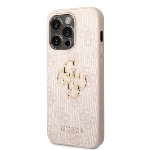 iPhone 14 Pro Guess PU 4G Metal Logo tok rózsaszín (GUHCP14L4GMGPI) - 1