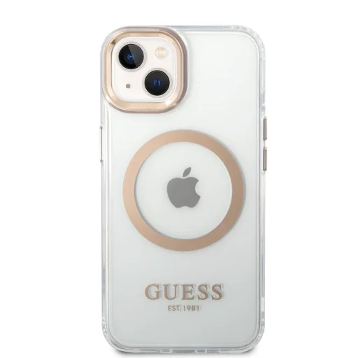 iPhone 14 Plus Guess Transparent MagSafe kompatibilis tok arany (GUHMP14MHTRMD) - 5