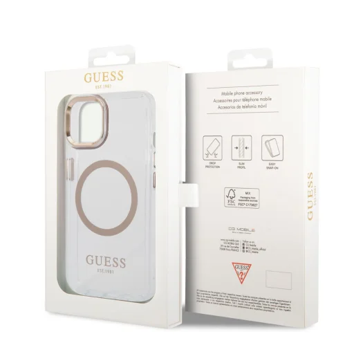 iPhone 14 Plus Guess Transparent MagSafe kompatibilis tok arany (GUHMP14MHTRMD) - 4