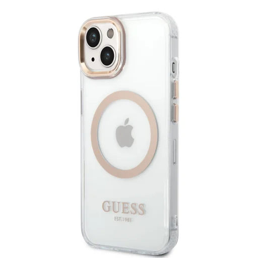 iPhone 14 Plus Guess Transparent MagSafe kompatibilis tok arany (GUHMP14MHTRMD) - 1