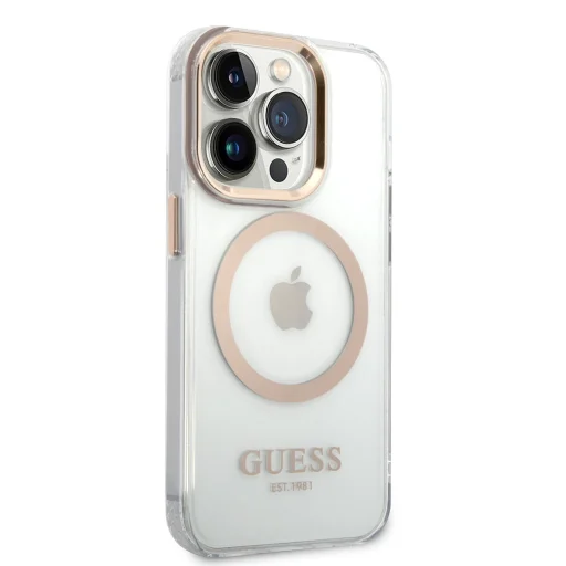 iPhone 14 Pro Guess Transparent MagSafe kompatibilis tok arany (GUHMP14LHTRMD) - 2