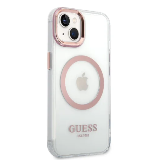 iPhone 14 Plus Guess Transparent MagSafe kompatibilis tok rózsaszín (GUHMP14MHTRMP) - 3