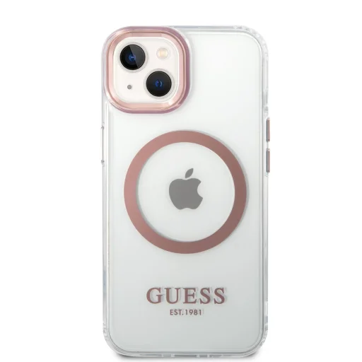 iPhone 14 Plus Guess Transparent MagSafe kompatibilis tok rózsaszín (GUHMP14MHTRMP) - 5