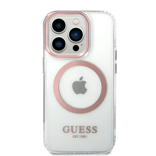 iPhone 14 Pro Max Guess Transparent MagSafe kompatibilis tok rózsaszín (GUHMP14XHTRMP) - 5